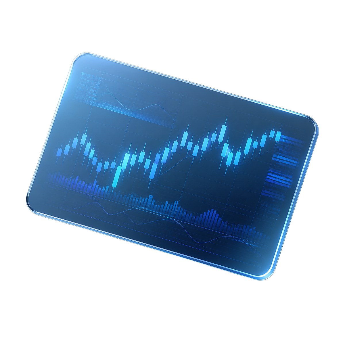 Translucent trading interface panel illustrating platform research into gmTrade